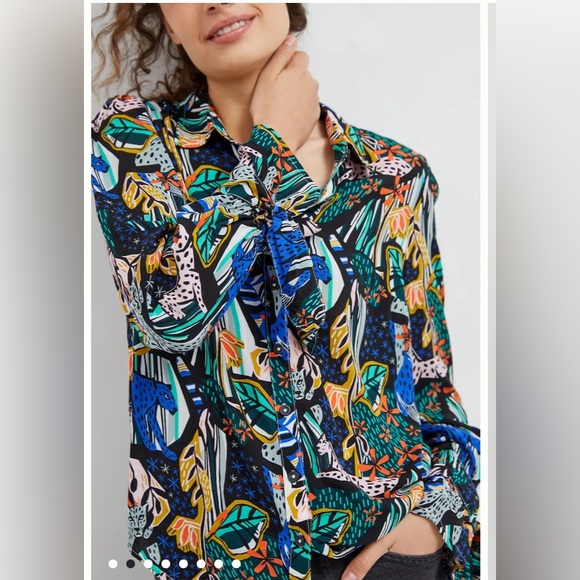 ANTHROPOLOGIE Maeve Masha Volnova Carmiel Buttondown Top sz 2 - Picture 3 of 9